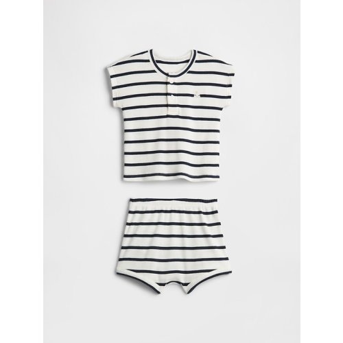 Baby Ribbed Henley Two-Piece Outfit Set