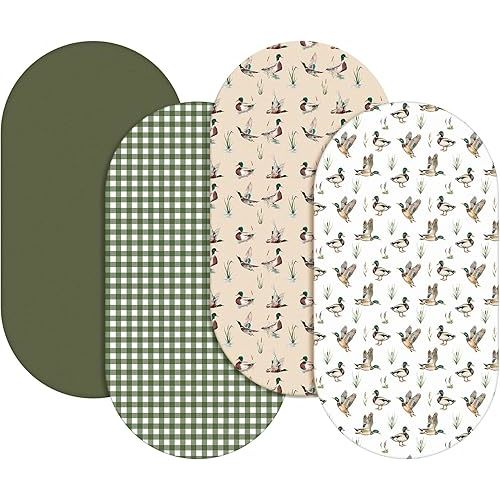 VitalCozy 4 Pcs Mallard Duck Bassinet Sheets 32 x 16 x 3 Inches Sheets for Standard Bed Toddler Mattresses Soft Breathable Cute Print Newborn Bedding for Girl Boys(Mallard Duck)