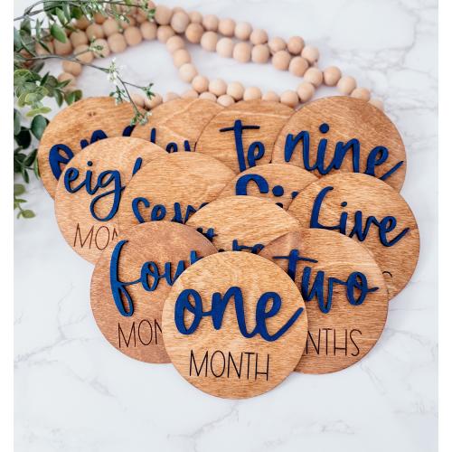 Baby Monthly Milestone Disc Set|Baby Announcement|Milestone Discs|New Mom Gift|Baby Shower Gift| Baby Photo Prop|Wood Monthly Photo Markers