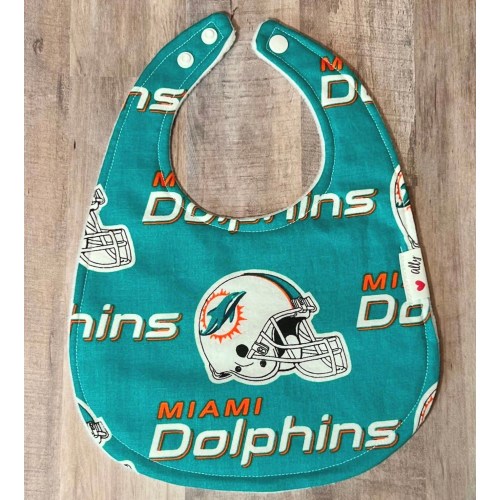 Miami Dolphins baby bib, NFL, Florida football, adjustable snaps, sports fan, drool, shower gift, team nursery, tailgate