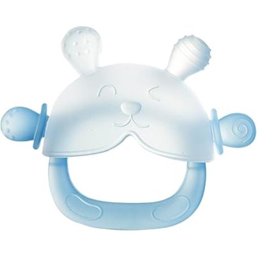 Dr. Isla Silicone Baby Teether Toy for Infants 3-12 Months, Silicone Anti-Drop Baby Mitten Teether for Soothing Teething Pain Relief, Newborn Essentials, BPA Free, Blue