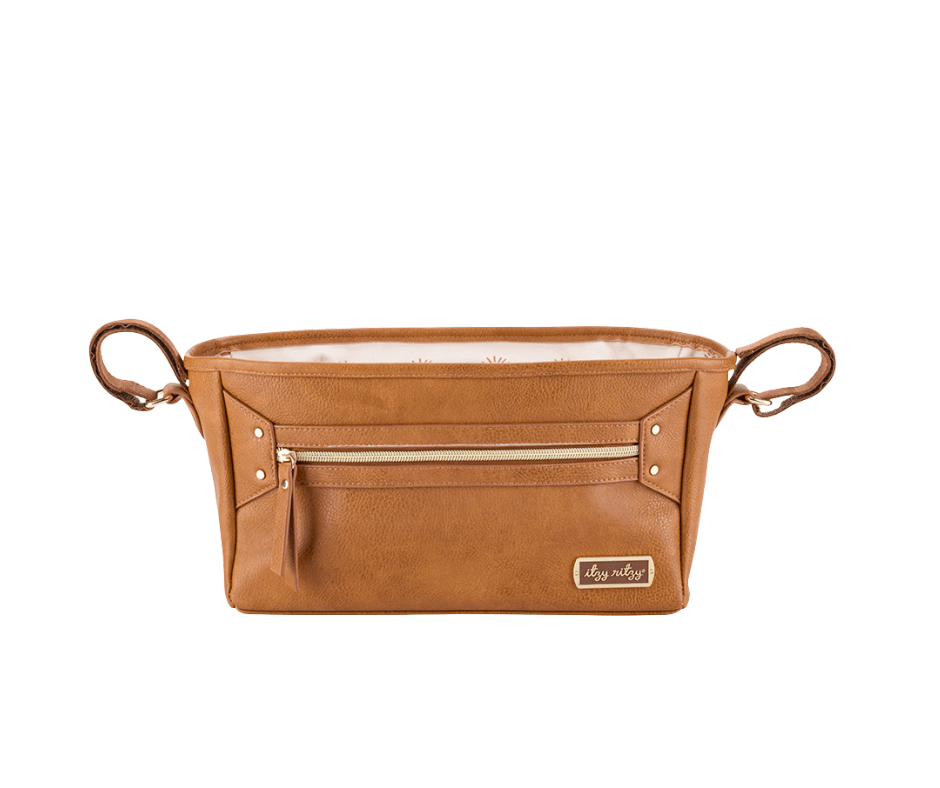 Stroller Caddy - Handy Stroller Storage - Cognac