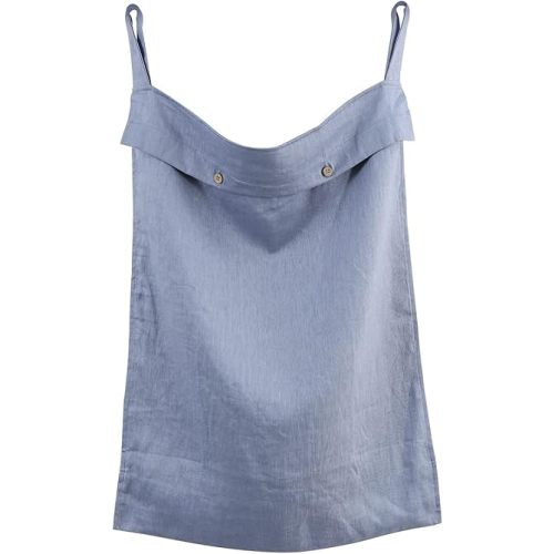 Linen Hanging Laundry Bag, 100% Linen Over The Door Laundry Hamper with Buttons and Zipper, Space Saving Door Hampers for Laundry Dirty Clothes Home Travel, Blue