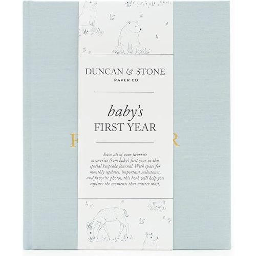 Baby First Year Book - Heirloom Keepsake Baby Memory Book to Record Important Milestones, Photos & More - Pregnancy Books (Sky Blue,112 Pages)