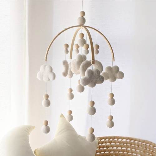 Baby mobile, Cloud mobile, moon mobile, cloud and moon mobile, white mobile baby, Unisex musical mobile, Boho baby mobile, neutral nursery