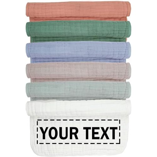 Personalized Muslin Burp Cloth with Embroidered Name For Baby Boy & Girl 6-Layer 100% Cotton Burping Cloths for Babies, Soft & Plush Newborn Spit Up Rags, Infant Towels for Milk Spit Up (Multi Boy)
