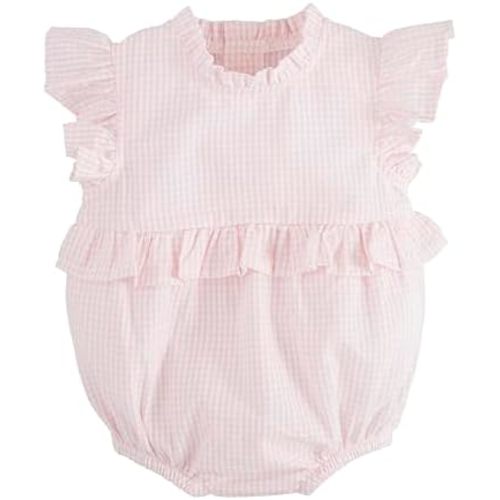 Mud Pie Baby Girls Children's Pink Check Ruffle Bubble