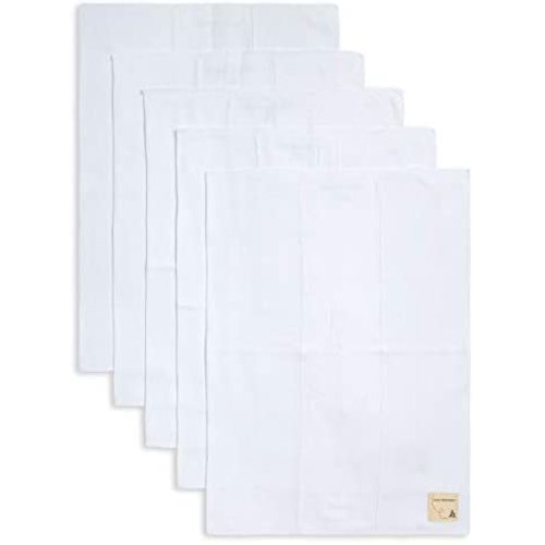 Burt's Bees Baby - Burp Cloths, 5-Pack Extra Absorbent 100% Organic Cotton Burp Cloths, Cloud White Solids