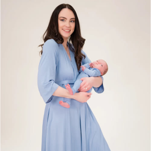 Lila Labor & Postpartum Gown in Periwinkle Blue