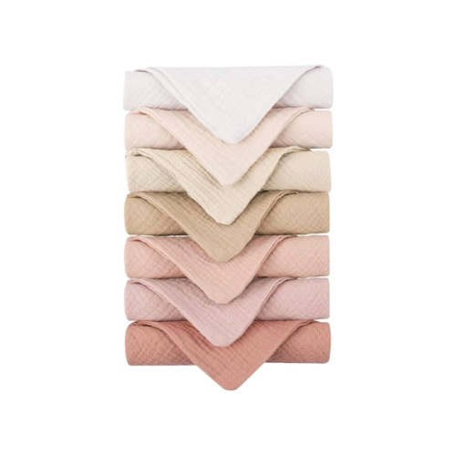 Konssy Baby Muslin Washcloths 7-Pack, 100% Cotton Baby Bath Washcloths, Soft & Absorbent Wash Cloths and Burp Cloths for Newborn Kids Girls & Boys, 11x11 inches