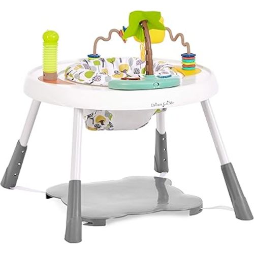 Dream On Me Curio Sit N Seek Baby Activity Center in Lime, 2 in 1 Activity Center and Play Table with 3 Detachable Toys and Music, 3 Level Height Adjustable Positions Activity Center for Baby