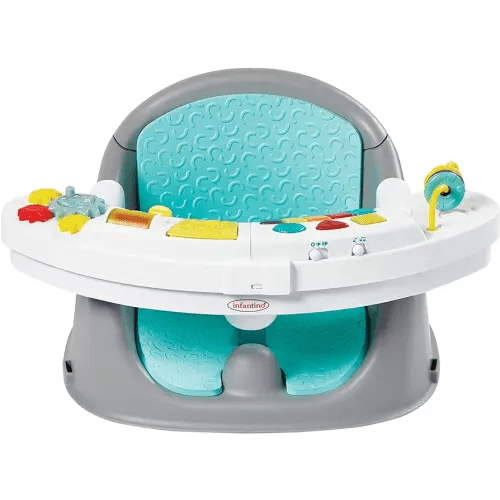 Infantino Music & Lights 3-in-1 Discovery Seat and Booster - Convertible, Infant Activity and Feeding Seat with Electronic Piano for Sensory Exploration, for Babies and Toddlers, Teal