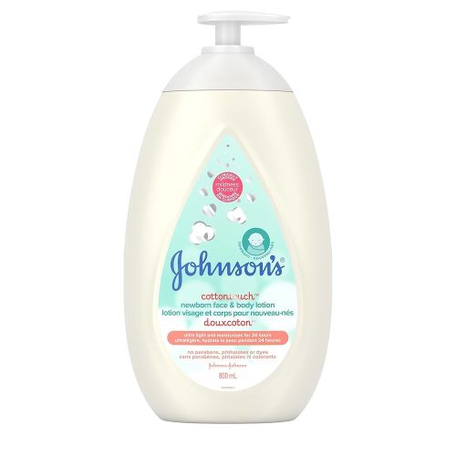 Johnson's Baby Newborn Face and Body Lotion, CottonTouch Cream, Hypoallergenic and Paraben-Free Moisturization for Baby's Sensitive Skin, Made with Real Cotton 800ml