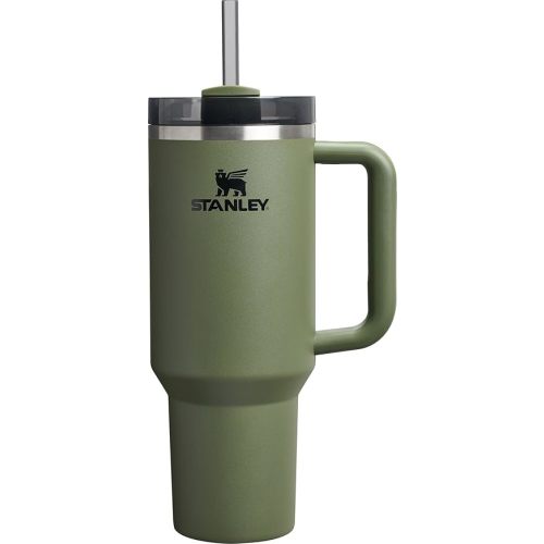 Stanley Quencher H2.0 Tumbler with Handle and Straw 40 oz | Flowstate 3-Position Lid | Cup Holder Compatible for Travel | Insulated Stainless Steel Cup | BPA-Free | Dried Pine
