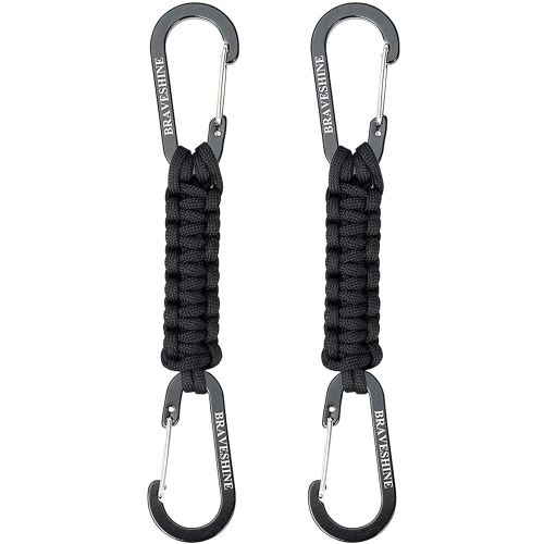 BRAVESHINE Paracord Keychain Carabiner Clip, D Ring Lanyard Hanger Stroller Hook for Water Bottle, Key, Backpacks, Men, Women