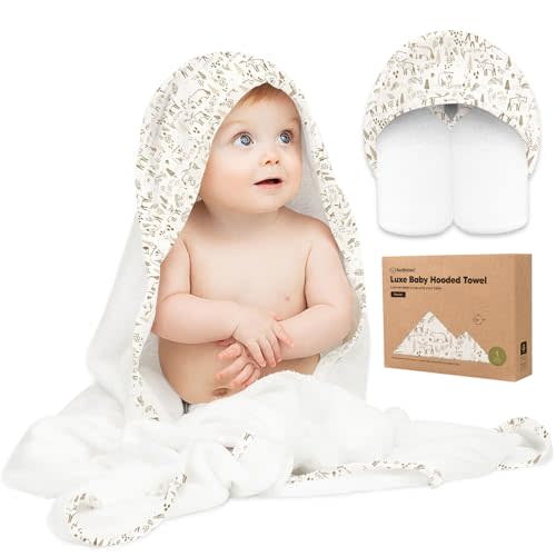KeaBabies Hooded Baby Towel for Newborn - Viscose Derived from Bamboo Large Baby Bath Towels with Hood for Boys, Girls, Toddler, Extra Absorbent & Soft Newborn Bath Essentials (Wildwood)