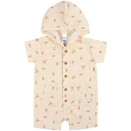 Gerber Baby Boys' Hooded Cotton RomperRomper