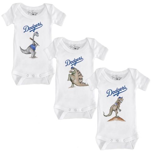 Infant Los Angeles Dodgers Tiny Turnip White 3-Piece Dinosaur Bodysuit Set