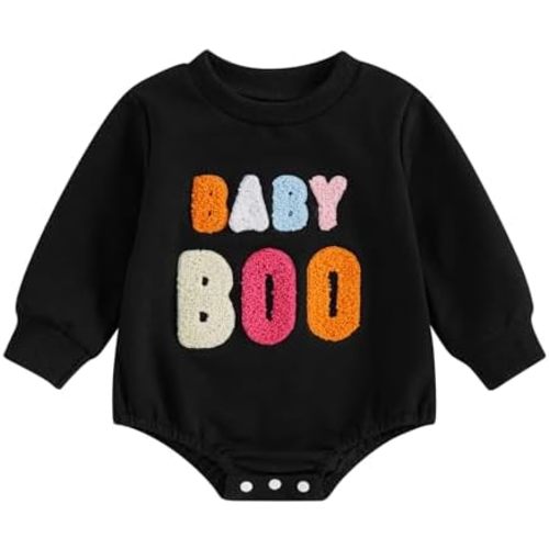 Newborn Halloween Clothes Baby Boy Girl Sweatshirt Bubble Romper Crewneck Oversized Bodysuit Jumpsuit Fall Winter