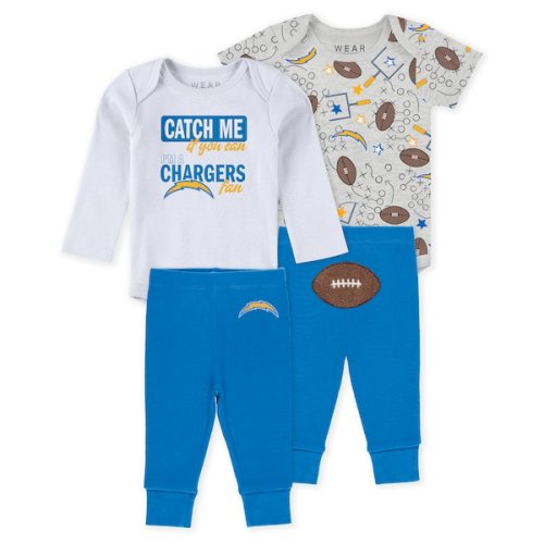 Los Angeles Chargers WEAR by Erin Andrews Infant & Newborn Three-Piece Turn Me Around Bodysuits & Pant Set