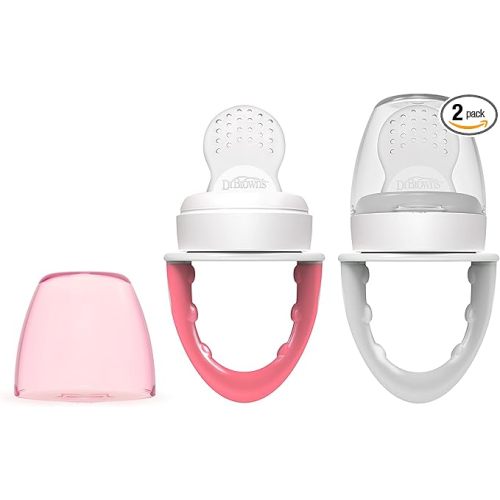 Dr. Brown's Fresh First Silicone Feeder, Pink & Grey, 2 Pack