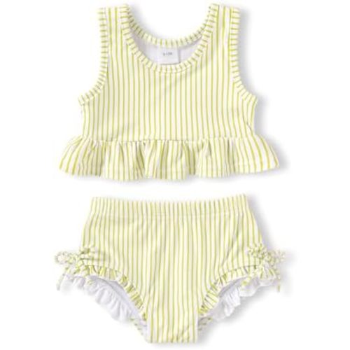 HAPPYMA Baby Swimsuit Toddler Girl Bathing Suit Summer Stripe Bikini Set Beach Two Piece Swim Wear