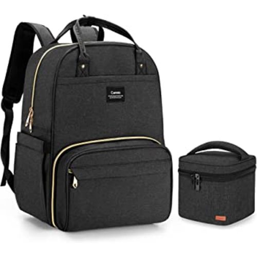 CURMIO Breast Pump Bag with Breastmilk Cooler Bag Compatible for Spectra S1, S2, Medela, and 4 5-Ounce Baby Bottles, Breast Pump Backpack with Laptop Sleeve for Working Moms, Black
