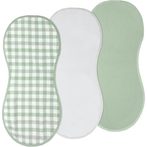 3 Pcs Changing Pad Liners Fits in Peanut Shape Changing Pad Waterproof Diaper Mats Organic Cotton Peanut Mats are Warm on a Baby's Back, Washable Reusable(Plaid Style,Green)