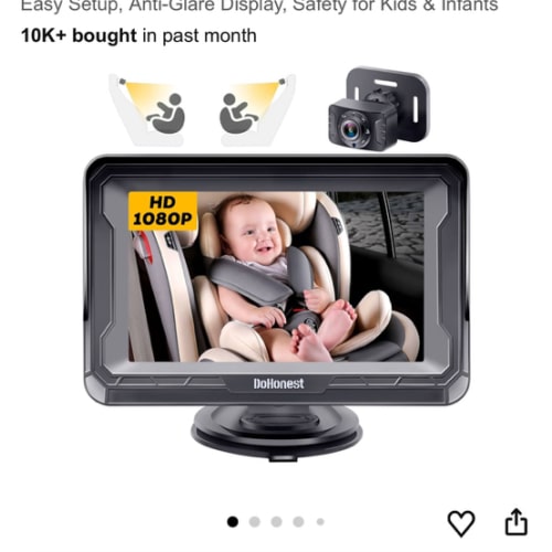DoHonest Baby Car Camera HD 1080P - Rear-Facing Car Baby Monitor with Night Vision, Adjustable View Angle, Easy Setup, Anti-Glare Display, Safety for Kids & Infants