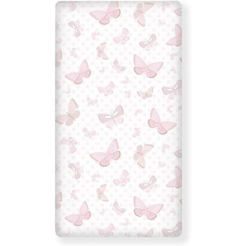 Pink Butterflies and Polka Dots Fitted Crib Sheet Animals Print Standard Crib Mattress Fitted Sheet Pastel Toddler Bed Mattress Sheets Crib Mattress Sheet 28"x52"