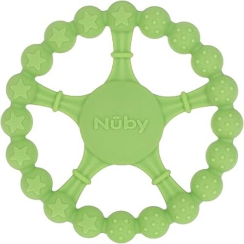 Nuby Silicone Wheel Teether - 3+ Months - Soft, Multi-Textured Baby Teething Toy - Natural Teething Relief for Babies