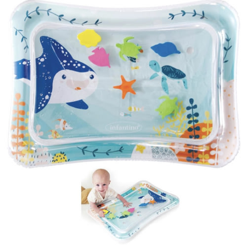 Infantino Jumbo Pat & Play Water Mat, Sea-Themed Mess-Free Water Play for Babies, Supports Tummy Time and Motor Skills Development, Multicolor, 3M+