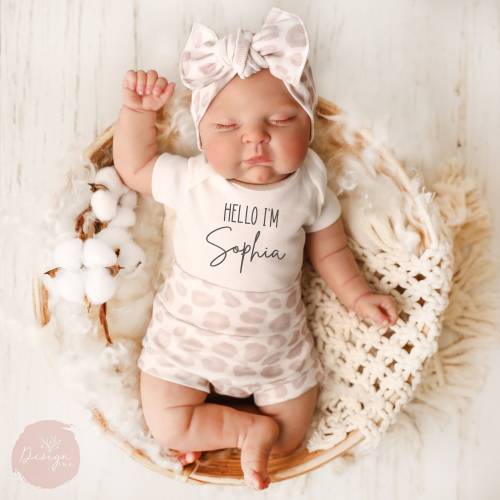 Personalized Baby Girl Onesie®, Coming Home Outfit Baby Girl, Newborn Name Onesie, Leopard  Baby Girl Going Home Outfit