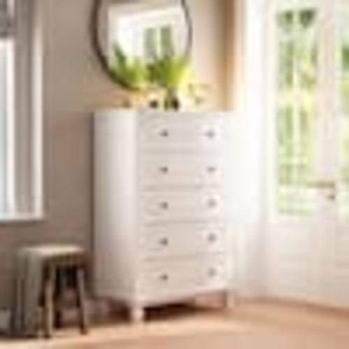 FUFU&GAGA White 6-Drawers 31.5 in. W Wood Chest of Drawer Dresser, 47.4 in. H x 15.7 D KF020273-01