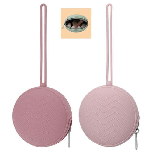 2 Pack Silicone Pacifier Holder Case, BPA Free Newborn Baby Pouch for Boys & Girls, Portable Container (Powder Rose, Dusty Lilac)