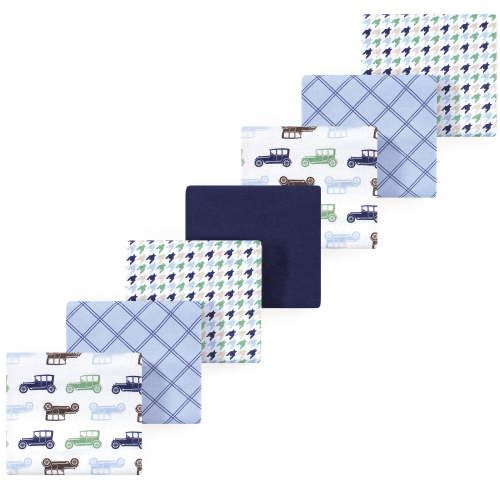Luvable Friends Hudson Baby Flannel Receiving Blankets 7pk, Sky Blue Vehicles