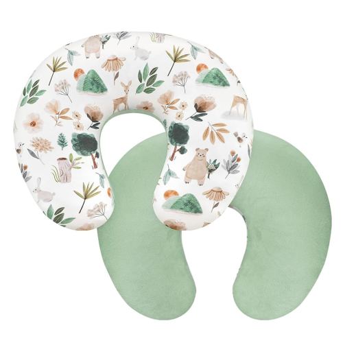 Nursing Pillow Cover 1 Pack, Removable Nursing Pillow Cover for Breastfeeding Pillows, Super Soft Comfortable Slipcover for Boy and Girls, Green Animals