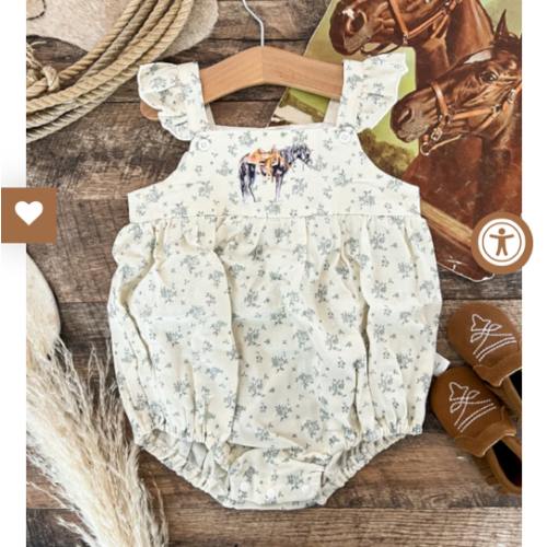 Ole' Trusty Horse Blue Floral Romper