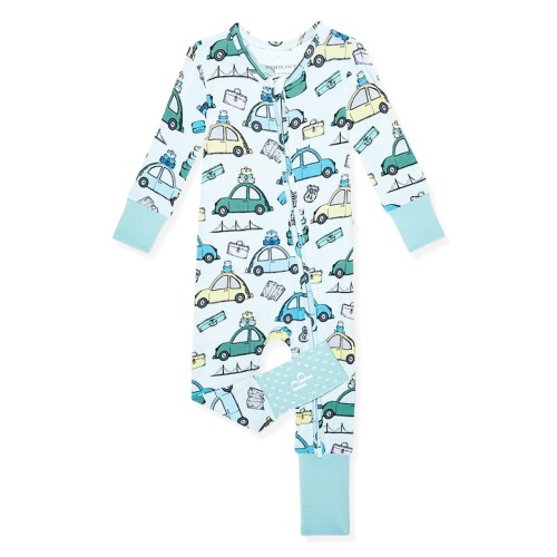 Travel Bug Print Fitted Convertible Footie Pajamas