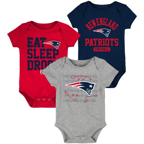 Newborn & Infant New England Patriots Navy/Red Eat, Sleep, Drool Football Three-Piece Bodysuit Set