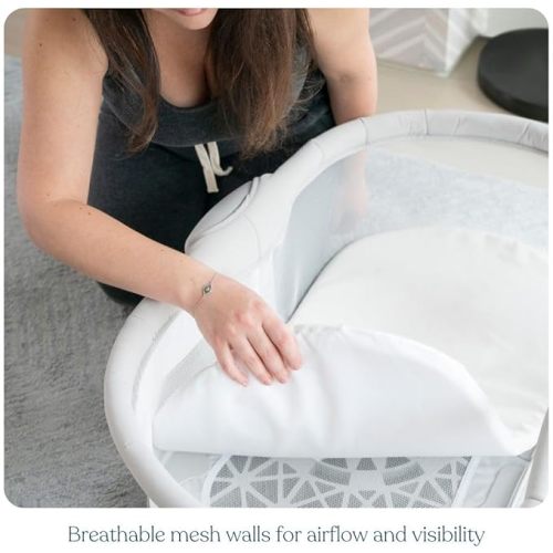 HALO BassiNest Swivel Sleeper 3.0 – Over-Bed Baby Bassinet with 360 Rotation, Adjustable Height, Breathable Mesh, Safe Close Sleeping, Lowering Wall for Easy Access, Feeding & C-Section Recovery