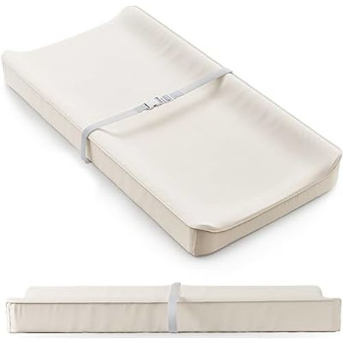 Soft Baby Diaper Changing Pad with Cotton Cover - Waterproof Changing Table Topper with Washable Cover and Safety Straps Fits All Standard Dressers - The Perfect Pad for Your Baby Girl or Boy