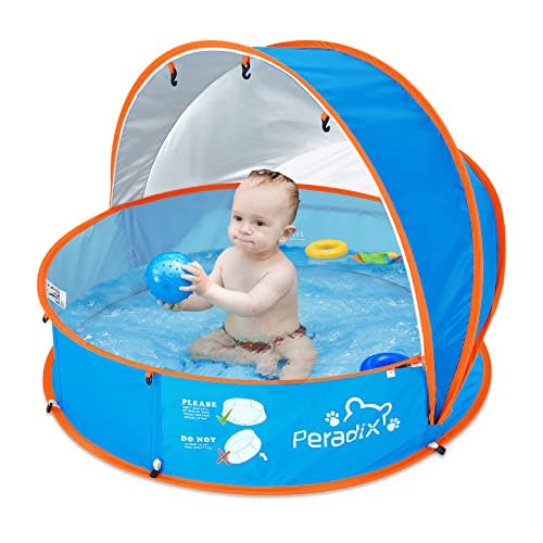 Peradix Baby Beach Tent, Paddling Pool for Kids & Pets Infant Ball Pit Tent, Toddler Wading Pool UV Sun Shelter Canopy with Mosquito Net, Portable Pop Up Tent Summer Beach Toys for Child