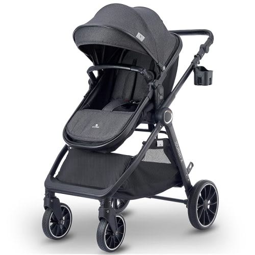Baby Stroller 2 in 1 Newborn Convertible Stroller Bassinet for Infant New Born Pushchair 0-36 Month - Black