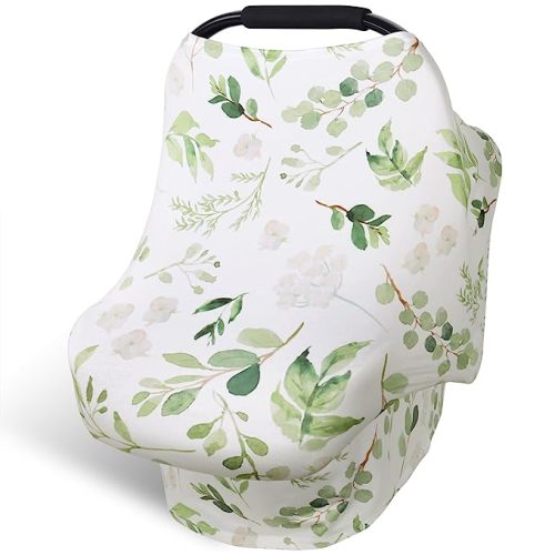 Nursing Cover Breastfeeding Scarf, Car Seat Covers for Babies Infant Carseat Canopy, Stretchy Soft Breathable Multi-Use Cover Ups for Stroller High Chair Shopping Cart, Baby Essentials for Summer