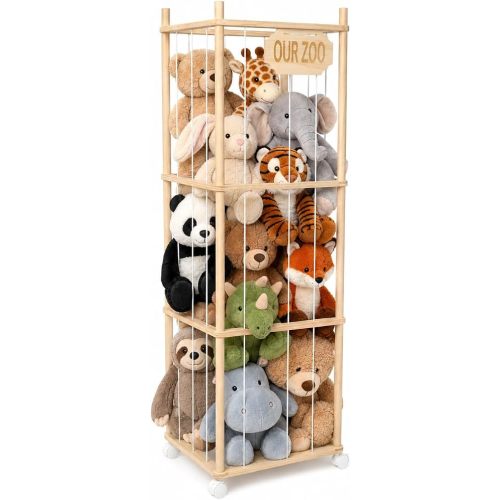 Large Stuffed Animal Storage Tower with Lockable Wheels