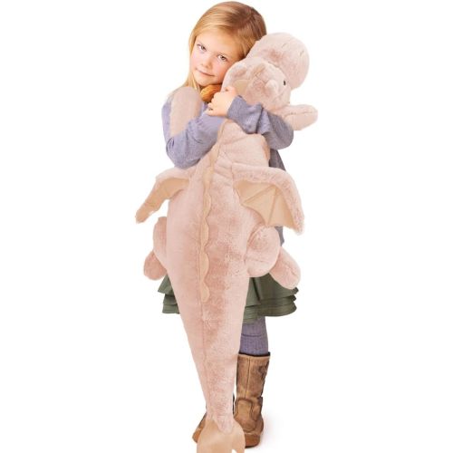 ARELUX Large 37in Cute Dragon Stuffed Animals Plush Toy Soft Pink Pterosaur Plushie Giant Fuzzy Dinosaur Pillow Plushies with Wings Cuddly for Friends Family Member
