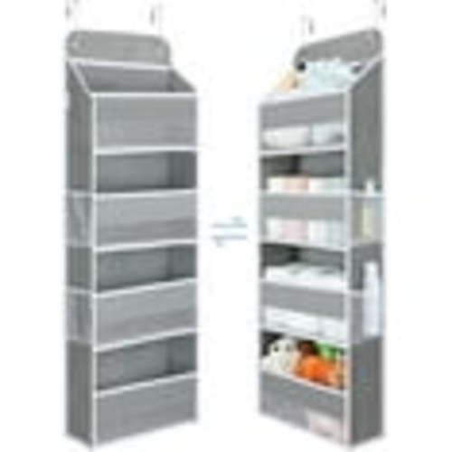 Yecaye Over the Door Organizer, 1 Pack 4-Tier Hanging Storage Nursery Shelves Baby Organizers, Gray