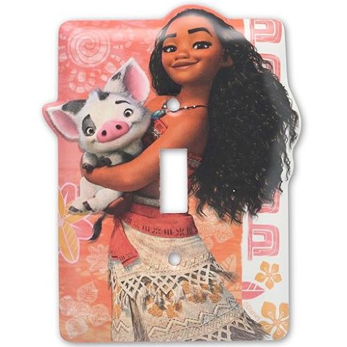 Disney Princess Moana Metal Light Switch Plate - Moana Switch Plate Decoration for Kids' Bedroom or Play Room