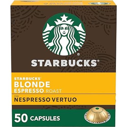 Starbucks by Nespresso Blonde Roast Espresso (50-count single serve capsules, compatible with Nespresso Vertuo Line System)